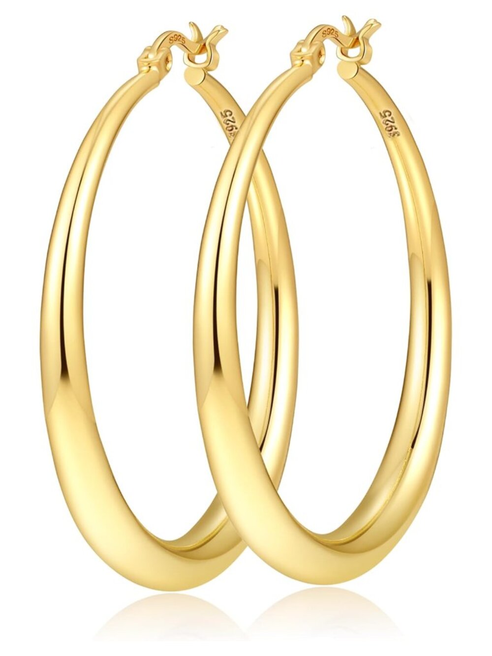 Chunky Gold Hoops Hypoallergenic 14k Gold Plated Lightweight Earrings